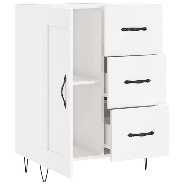 Buffet Blanc brillant 69,5x34x90 cm Bois d'ingénierie - Photo n°6