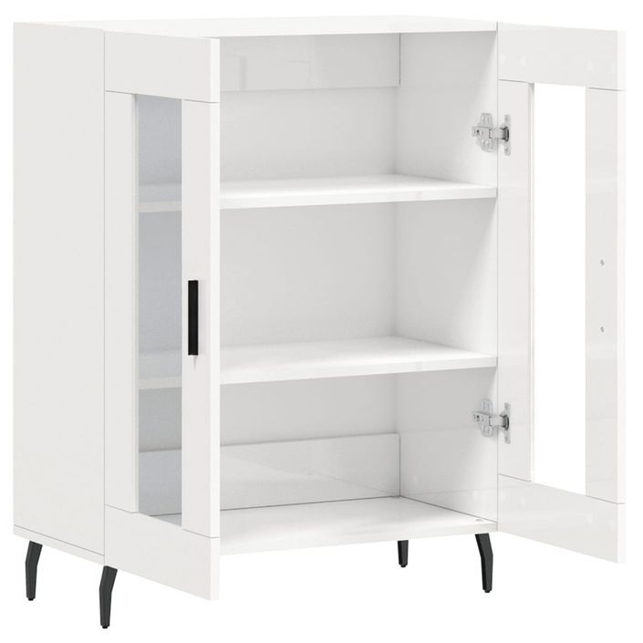 Buffet Blanc brillant 69,5x34x90 cm Bois d'ingénierie - Photo n°6