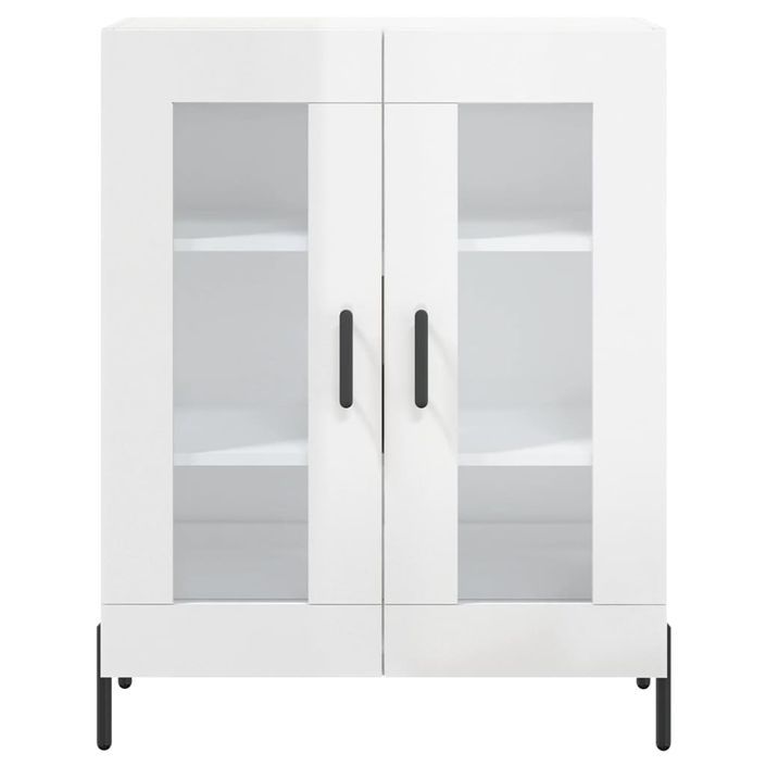 Buffet Blanc brillant 69,5x34x90 cm Bois d'ingénierie - Photo n°5