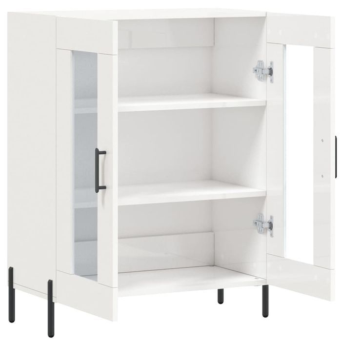 Buffet Blanc brillant 69,5x34x90 cm Bois d'ingénierie - Photo n°6