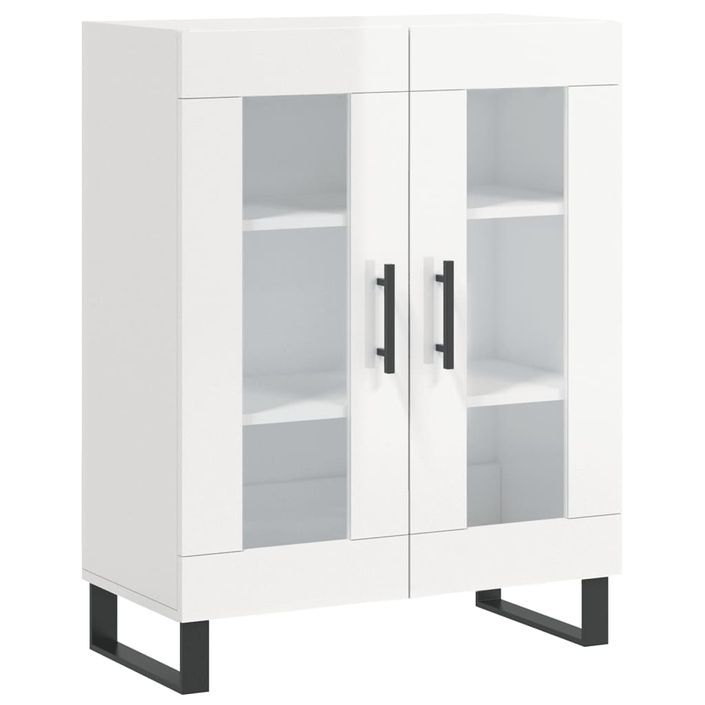 Buffet Blanc brillant 69,5x34x90 cm Bois d'ingénierie - Photo n°1