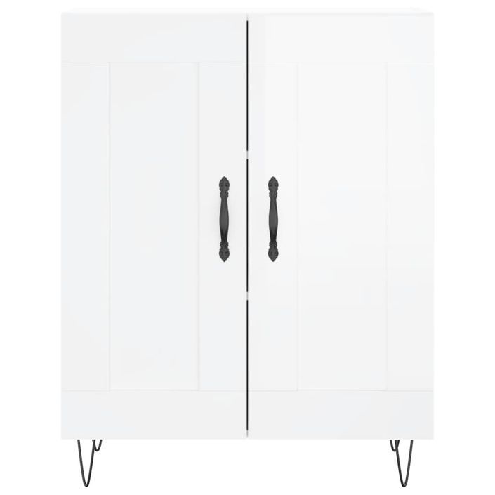 Buffet Blanc brillant 69,5x34x90 cm Bois d'ingénierie - Photo n°5