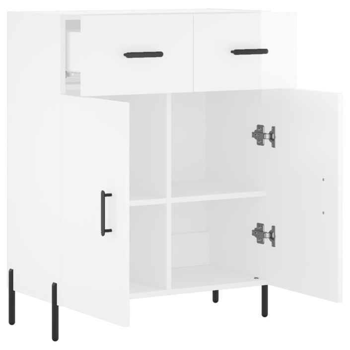 Buffet Blanc brillant 69,5x34x90 cm Bois d'ingénierie - Photo n°5