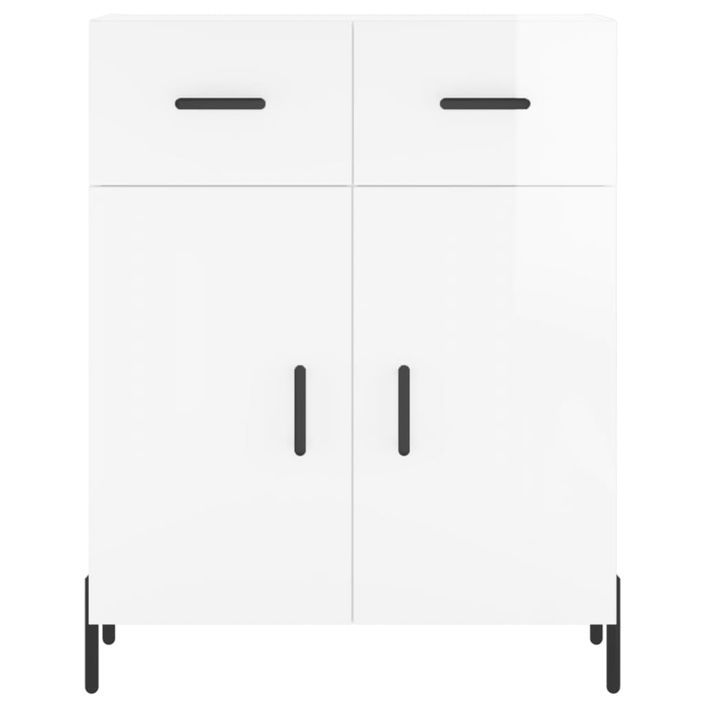 Buffet Blanc brillant 69,5x34x90 cm Bois d'ingénierie - Photo n°6