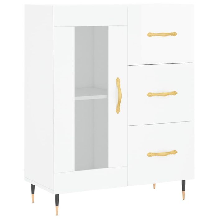 Buffet Blanc brillant 69,5x34x90 cm Bois d'ingénierie - Photo n°1