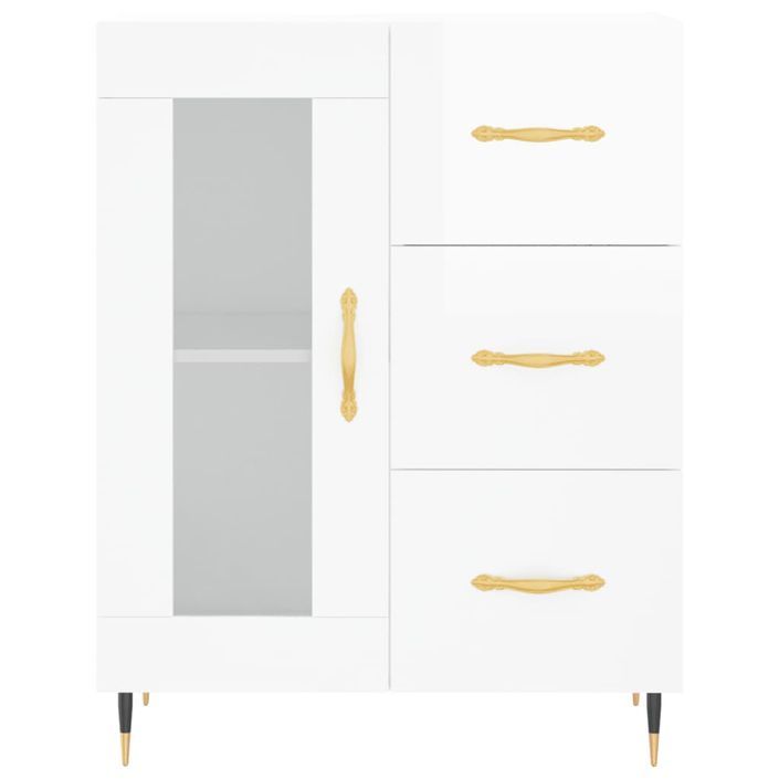 Buffet Blanc brillant 69,5x34x90 cm Bois d'ingénierie - Photo n°5