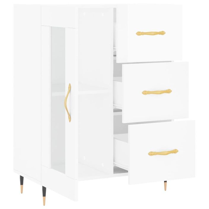 Buffet Blanc brillant 69,5x34x90 cm Bois d'ingénierie - Photo n°6