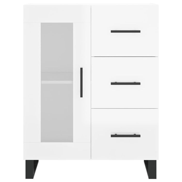 Buffet Blanc brillant 69,5x34x90 cm Bois d'ingénierie - Photo n°5