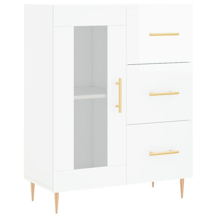 Buffet Blanc brillant 69,5x34x90 cm Bois d'ingénierie - Photo n°1