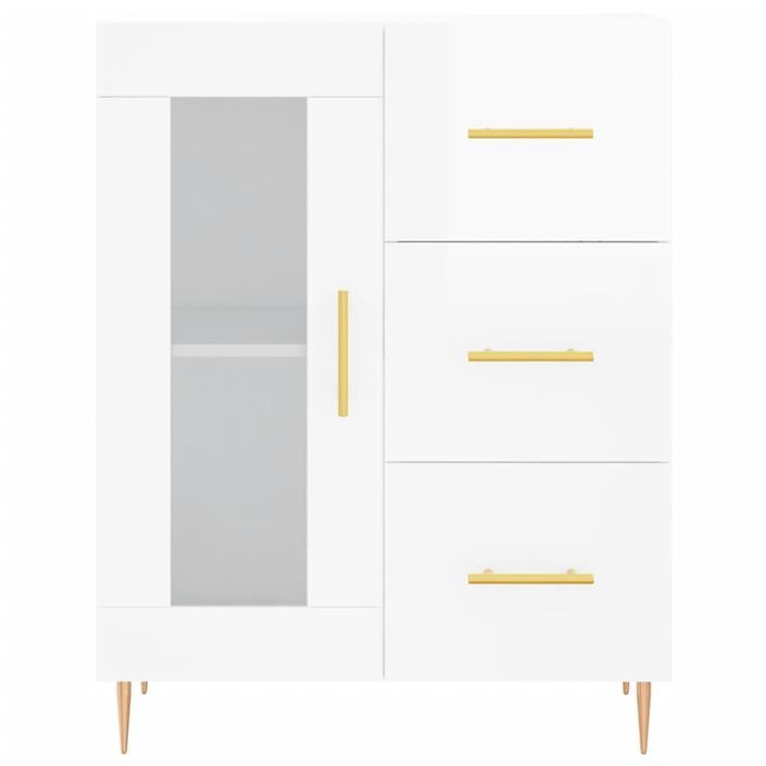 Buffet Blanc brillant 69,5x34x90 cm Bois d'ingénierie - Photo n°5