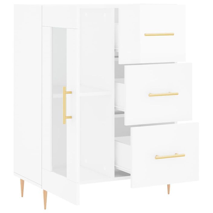 Buffet Blanc brillant 69,5x34x90 cm Bois d'ingénierie - Photo n°6