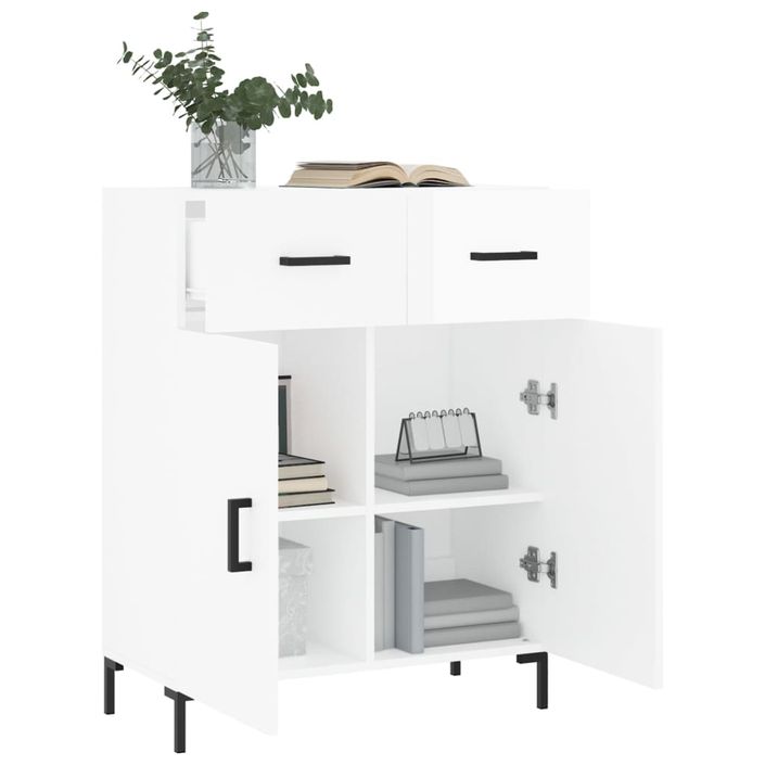 Buffet Blanc brillant 69,5x34x90 cm Bois d'ingénierie - Photo n°4