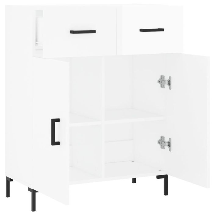 Buffet Blanc brillant 69,5x34x90 cm Bois d'ingénierie - Photo n°5