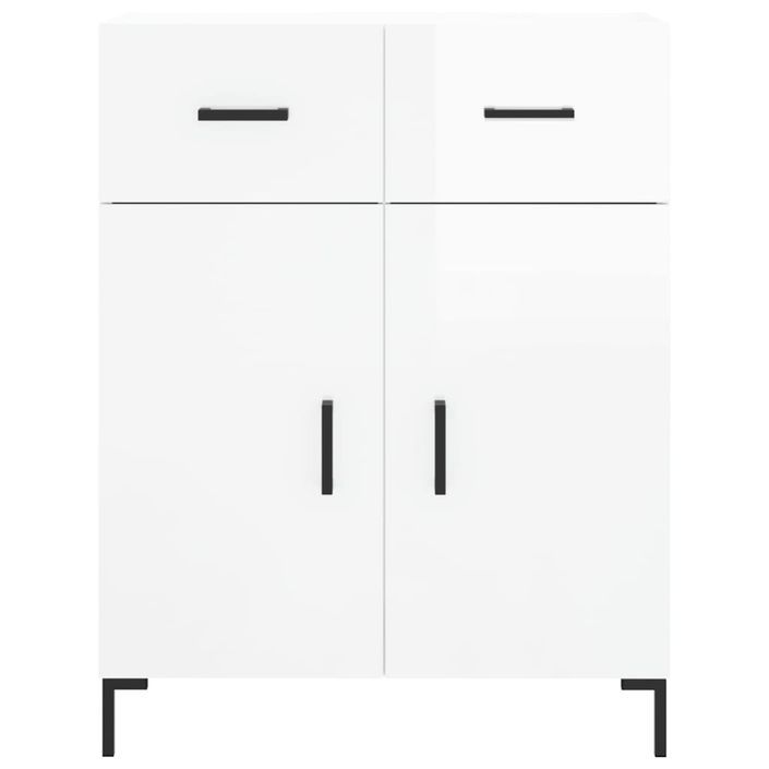 Buffet Blanc brillant 69,5x34x90 cm Bois d'ingénierie - Photo n°6