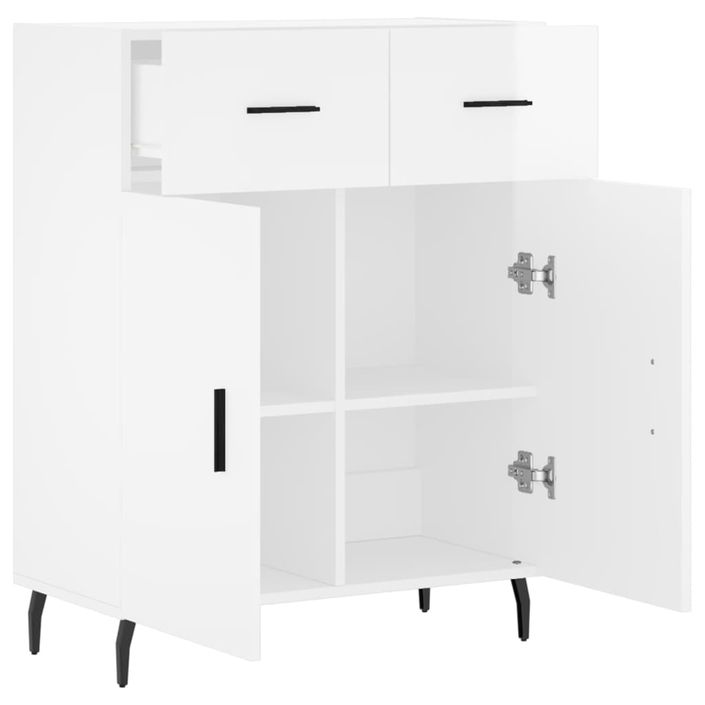 Buffet Blanc brillant 69,5x34x90 cm Bois d'ingénierie - Photo n°4