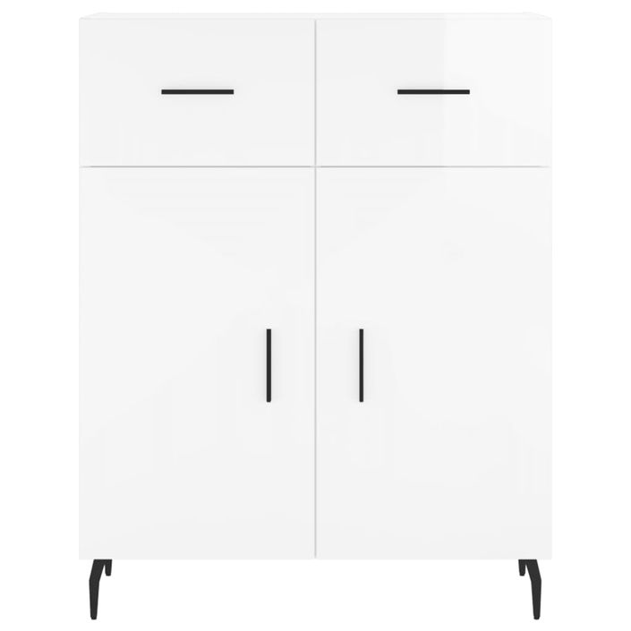 Buffet Blanc brillant 69,5x34x90 cm Bois d'ingénierie - Photo n°5