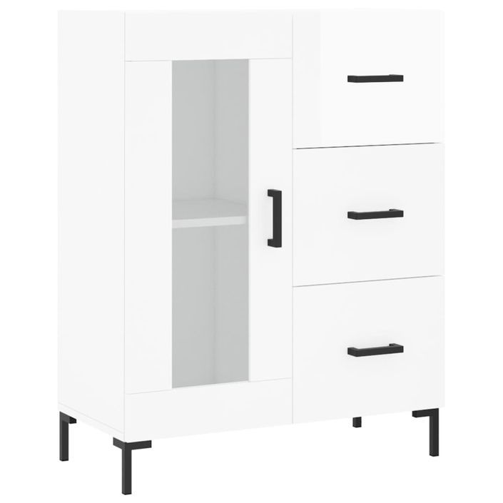 Buffet Blanc brillant 69,5x34x90 cm Bois d'ingénierie - Photo n°1