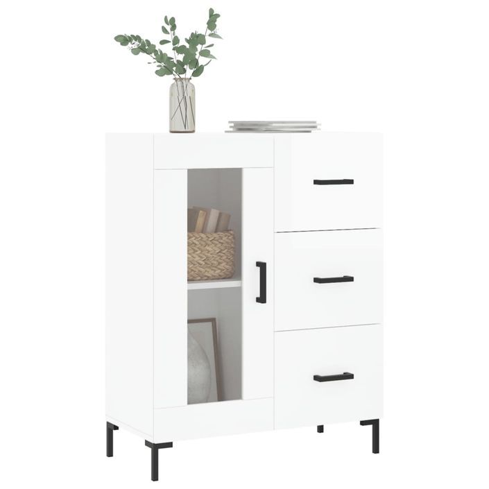 Buffet Blanc brillant 69,5x34x90 cm Bois d'ingénierie - Photo n°3