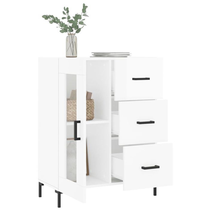 Buffet Blanc brillant 69,5x34x90 cm Bois d'ingénierie - Photo n°4