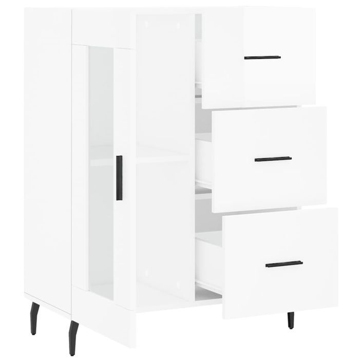 Buffet Blanc brillant 69,5x34x90 cm Bois d'ingénierie - Photo n°6