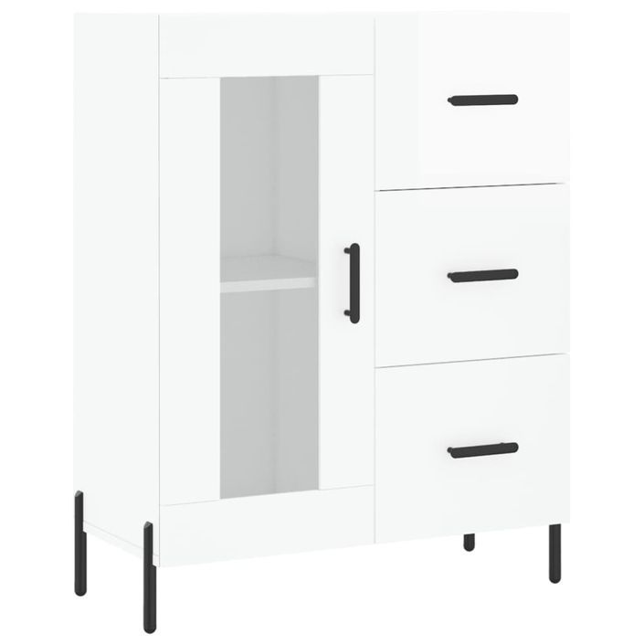 Buffet Blanc brillant 69,5x34x90 cm Bois d'ingénierie - Photo n°1