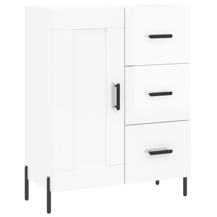 Buffet Blanc brillant 69,5x34x90 cm Bois d'ingénierie - Photo n°1