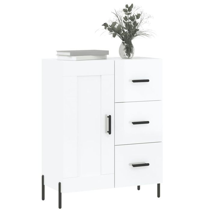 Buffet Blanc brillant 69,5x34x90 cm Bois d'ingénierie - Photo n°3