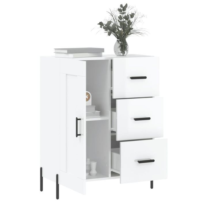 Buffet Blanc brillant 69,5x34x90 cm Bois d'ingénierie - Photo n°4