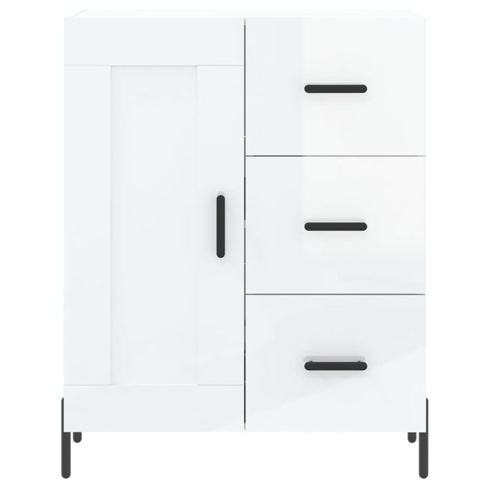 Buffet Blanc brillant 69,5x34x90 cm Bois d'ingénierie - Photo n°5