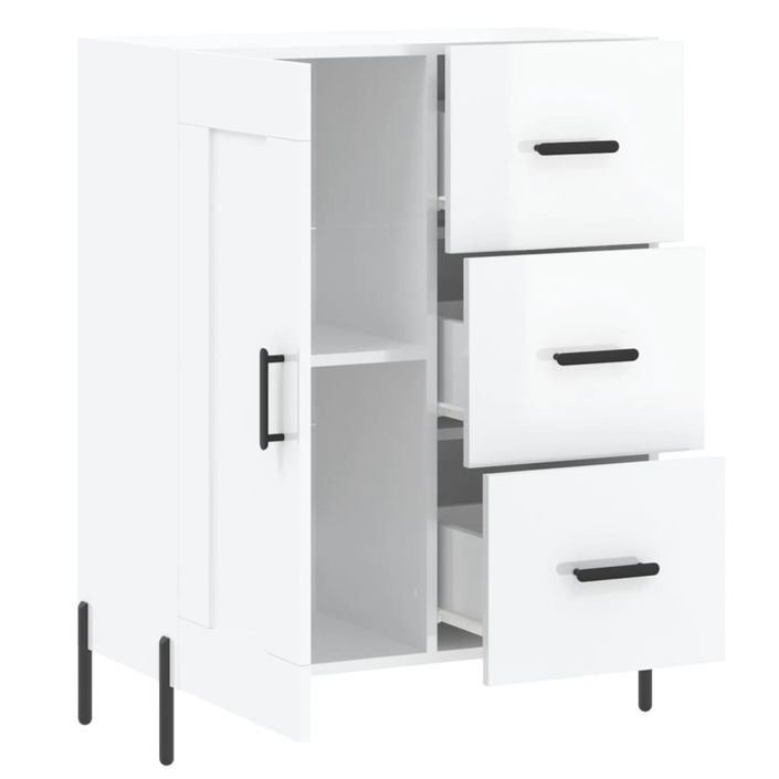 Buffet Blanc brillant 69,5x34x90 cm Bois d'ingénierie - Photo n°6