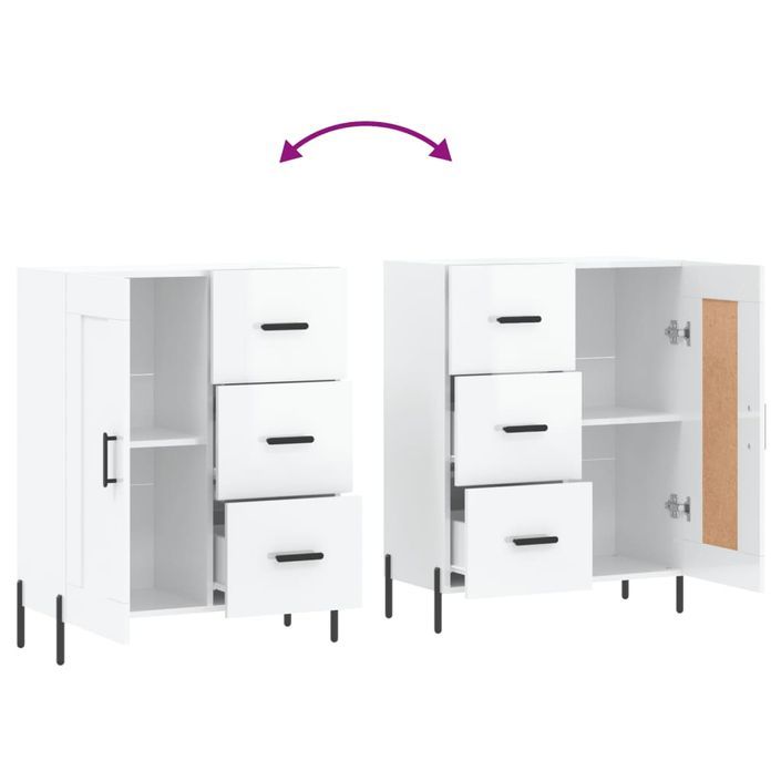 Buffet Blanc brillant 69,5x34x90 cm Bois d'ingénierie - Photo n°9