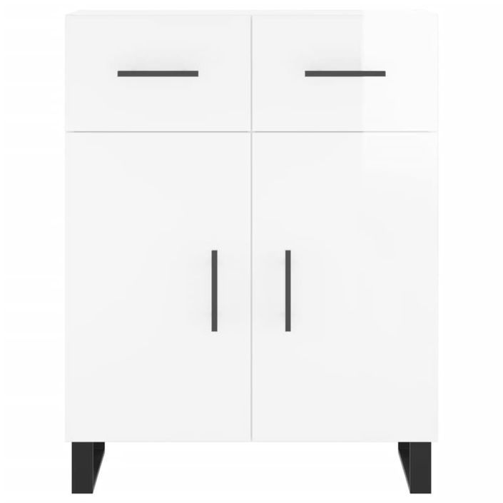 Buffet Blanc brillant 69,5x34x90 cm Bois d'ingénierie - Photo n°6