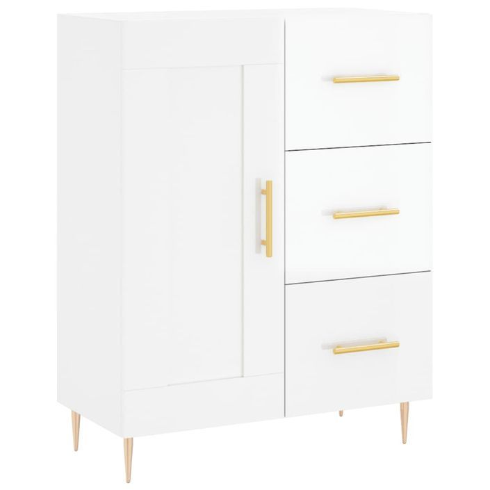 Buffet Blanc brillant 69,5x34x90 cm Bois d'ingénierie - Photo n°1