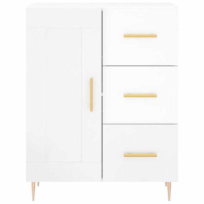 Buffet Blanc brillant 69,5x34x90 cm Bois d'ingénierie - Photo n°4