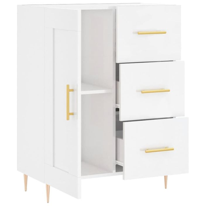 Buffet Blanc brillant 69,5x34x90 cm Bois d'ingénierie - Photo n°5