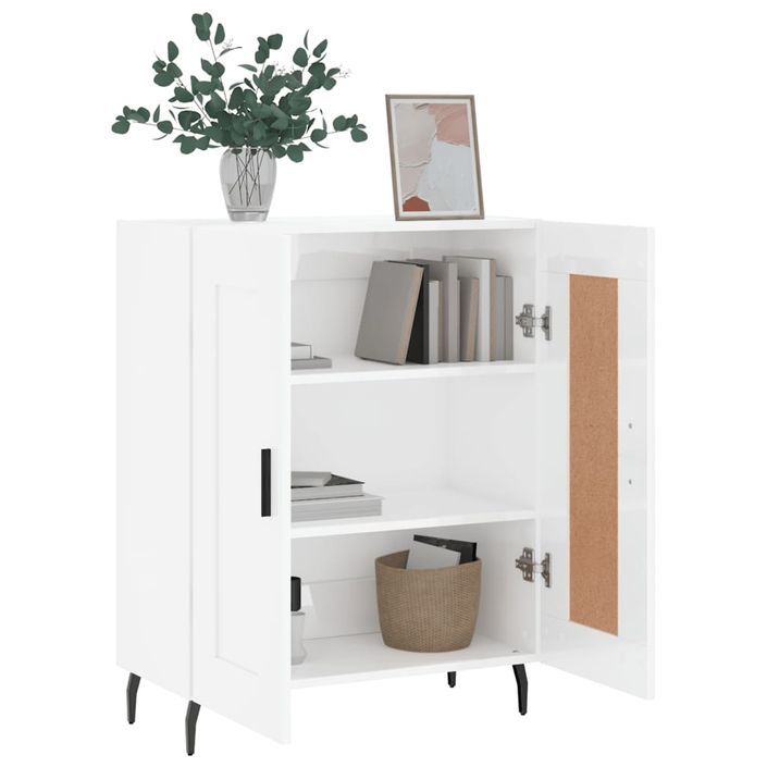 Buffet Blanc brillant 69,5x34x90 cm Bois d'ingénierie - Photo n°4