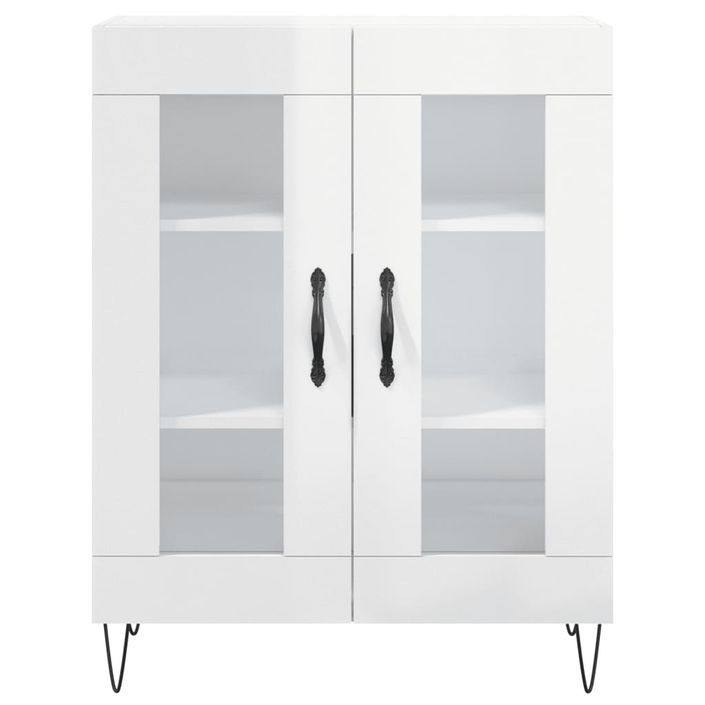 Buffet Blanc brillant 69,5x34x90 cm Bois d'ingénierie - Photo n°5