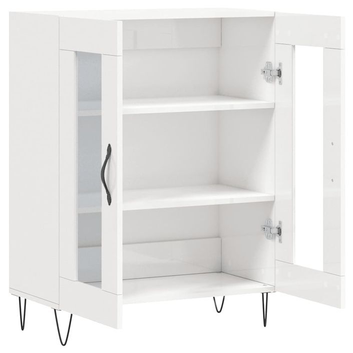 Buffet Blanc brillant 69,5x34x90 cm Bois d'ingénierie - Photo n°6