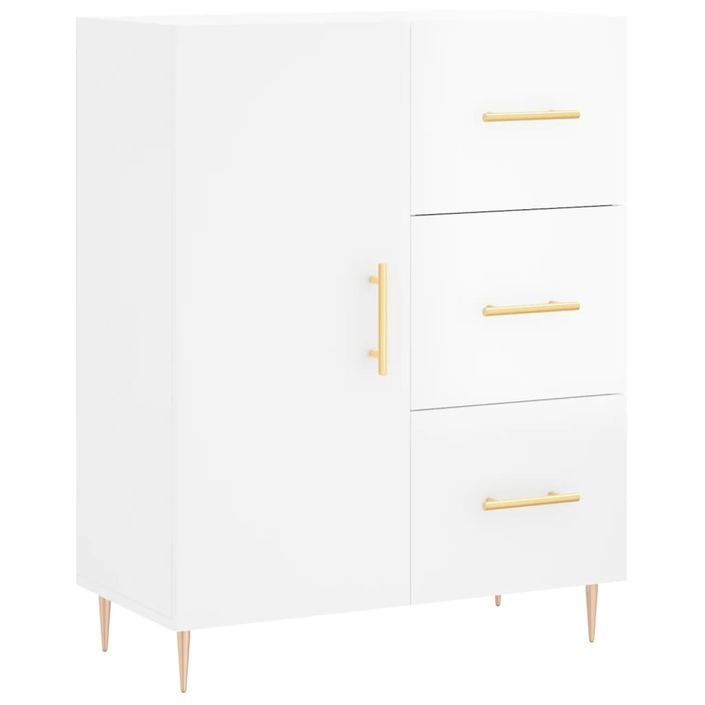 Buffet Blanc brillant 69,5x34x90 cm Bois d'ingénierie - Photo n°1