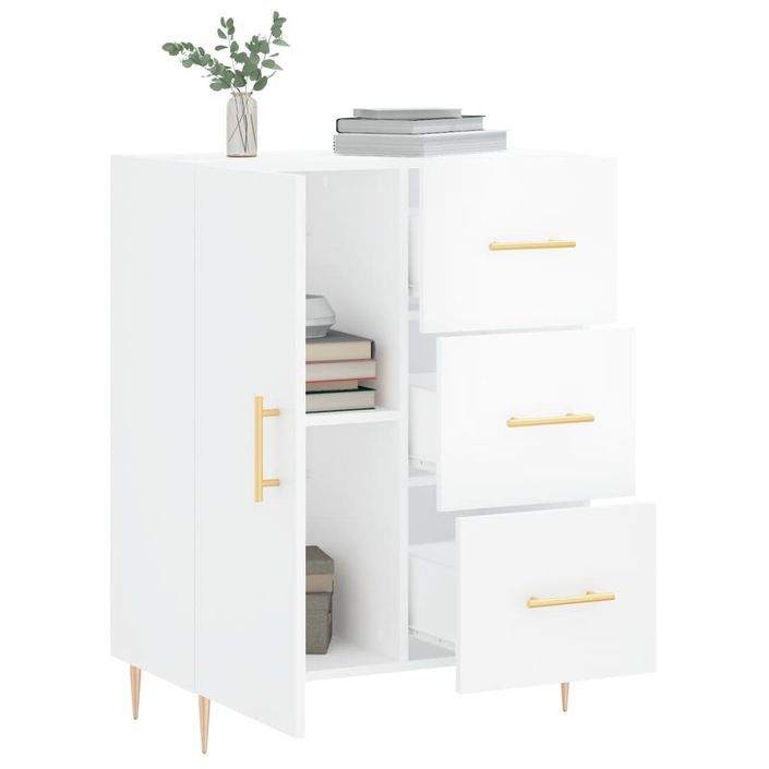 Buffet Blanc brillant 69,5x34x90 cm Bois d'ingénierie - Photo n°4