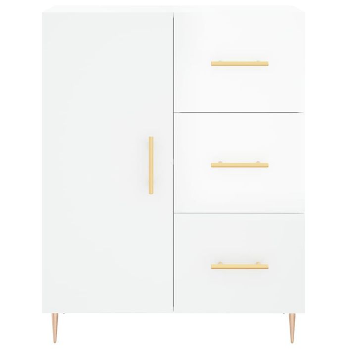 Buffet Blanc brillant 69,5x34x90 cm Bois d'ingénierie - Photo n°5