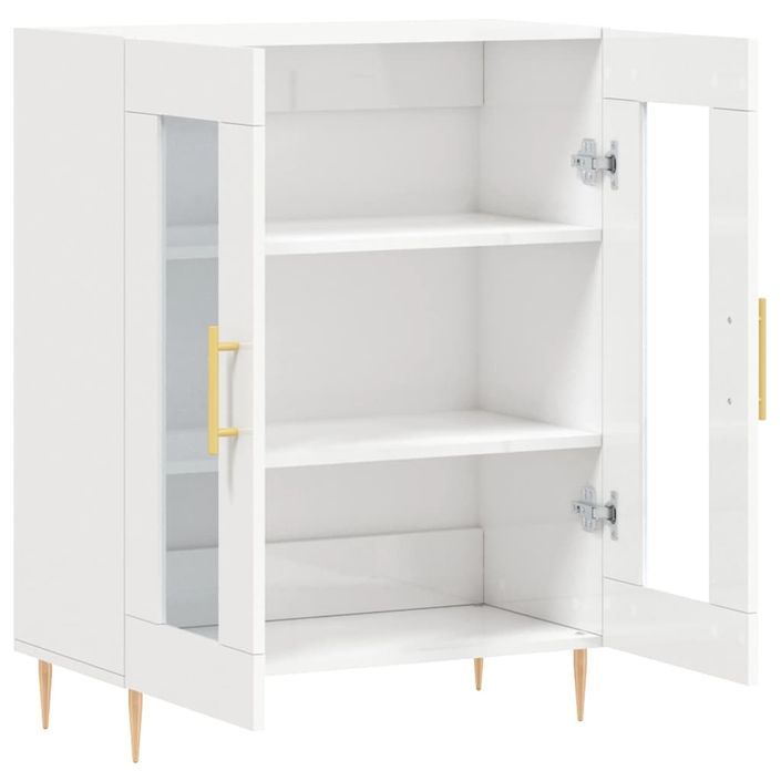 Buffet Blanc brillant 69,5x34x90 cm Bois d'ingénierie - Photo n°6