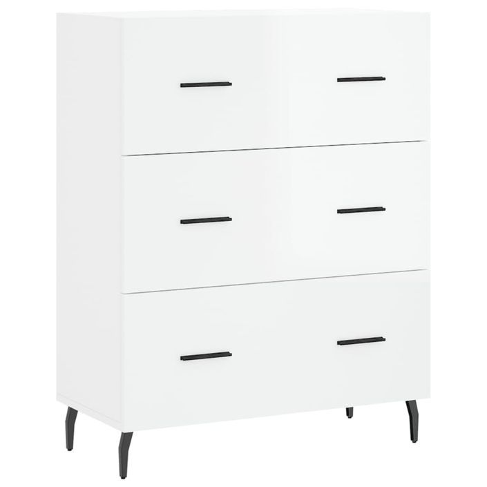 Buffet Blanc brillant 69,5x34x90 cm Bois d'ingénierie - Photo n°1