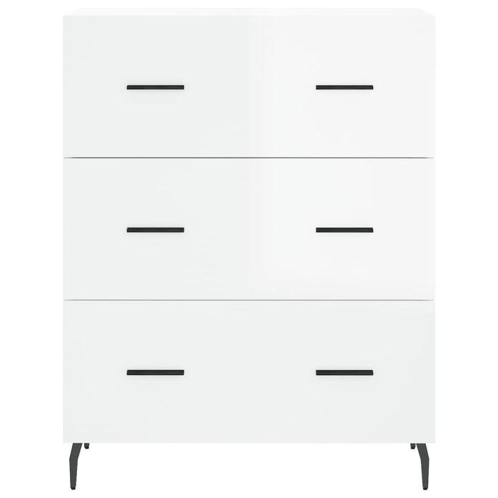 Buffet Blanc brillant 69,5x34x90 cm Bois d'ingénierie - Photo n°5