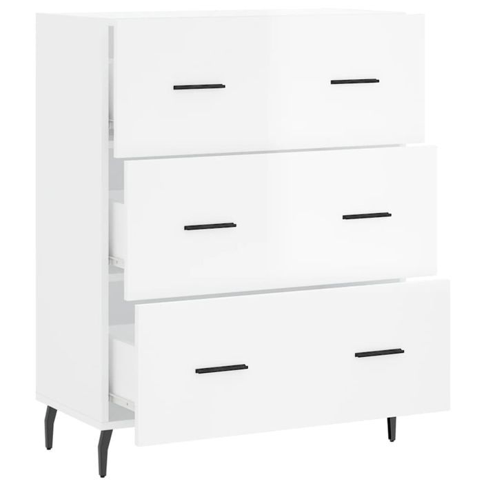 Buffet Blanc brillant 69,5x34x90 cm Bois d'ingénierie - Photo n°6