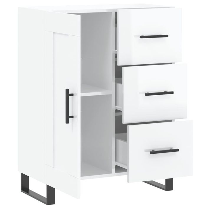 Buffet Blanc brillant 69,5x34x90 cm Bois d'ingénierie - Photo n°6