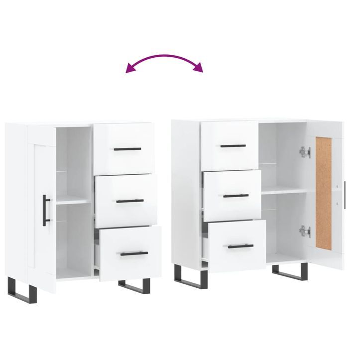 Buffet Blanc brillant 69,5x34x90 cm Bois d'ingénierie - Photo n°9