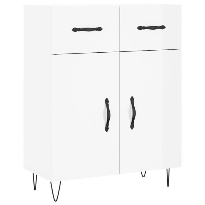 Buffet Blanc brillant 69,5x34x90 cm Bois d'ingénierie - Photo n°1