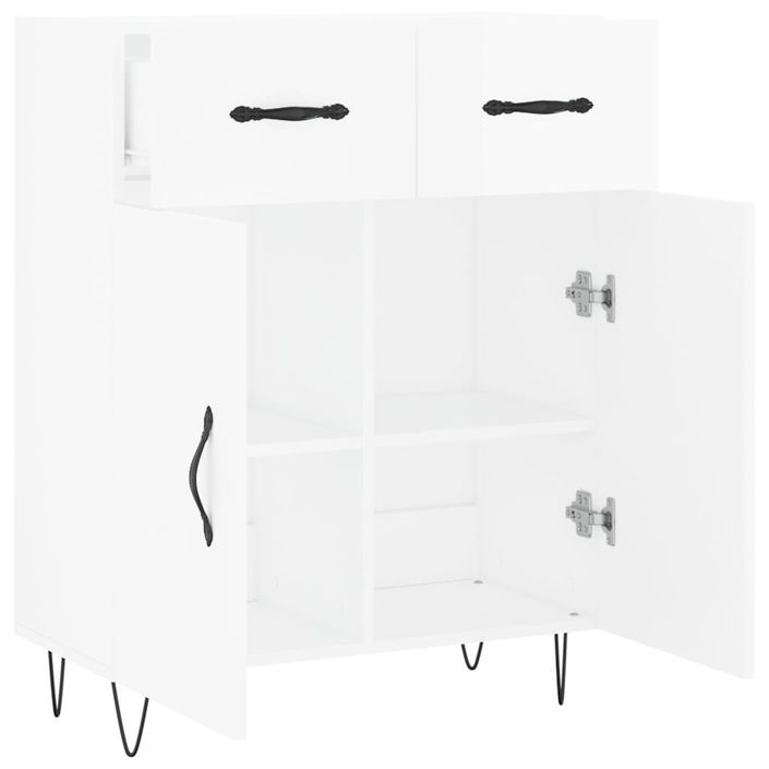 Buffet Blanc brillant 69,5x34x90 cm Bois d'ingénierie - Photo n°5