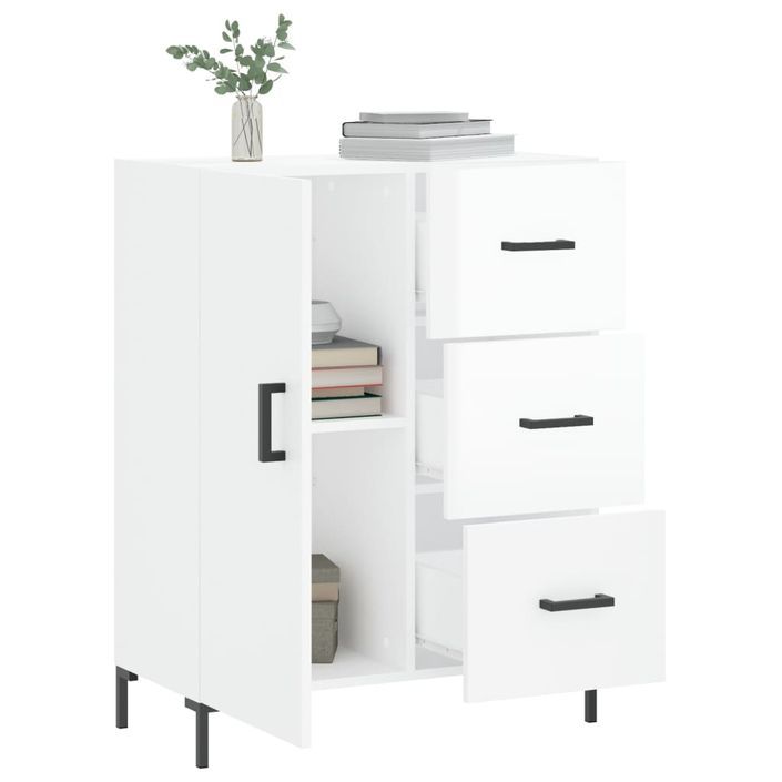 Buffet Blanc brillant 69,5x34x90 cm Bois d'ingénierie - Photo n°4